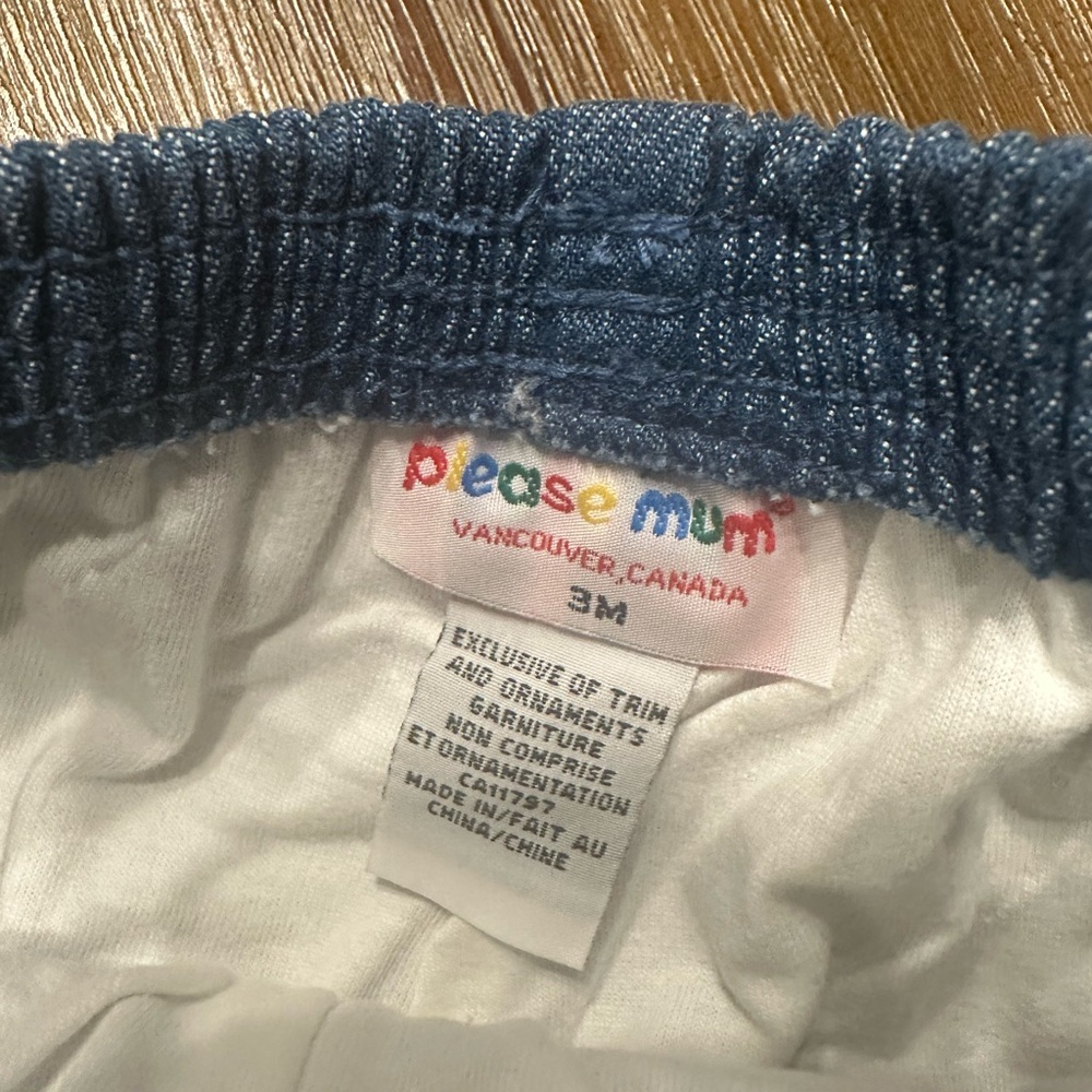 3/27$ Baby Fleece Lined Denim Jeans with Embroidery size 3 months - Picture 5 of 6